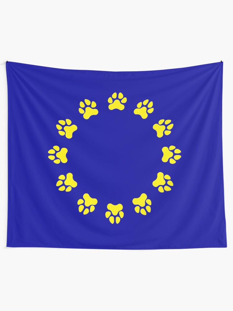 Alternate view of EU Pup Paw Pride Flag Tapestry
