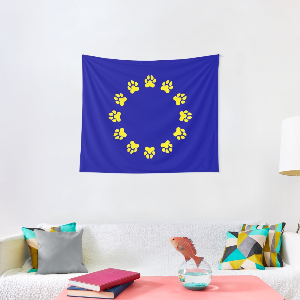 EU Pup Paw Pride Flag Tapestry
