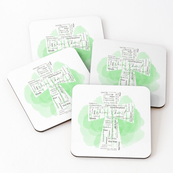 Item preview, Names of Jesus Word Art Cross Green designed and sold by LinaraDigital.