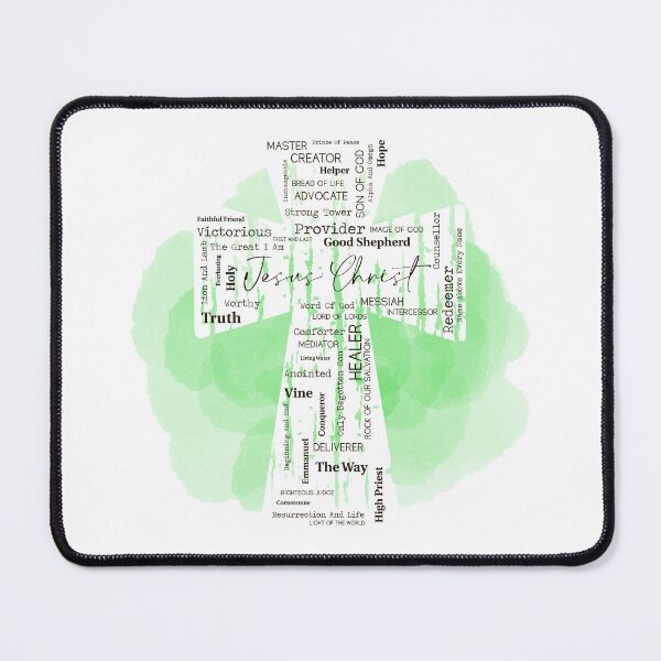 Item preview, Names of Jesus Word Art Cross Green designed and sold by LinaraDigital.