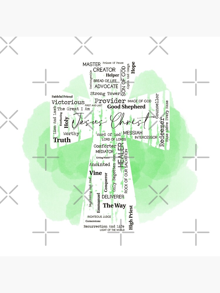 names-of-jesus-word-art-cross-green-poster-for-sale-by-linaradigital
