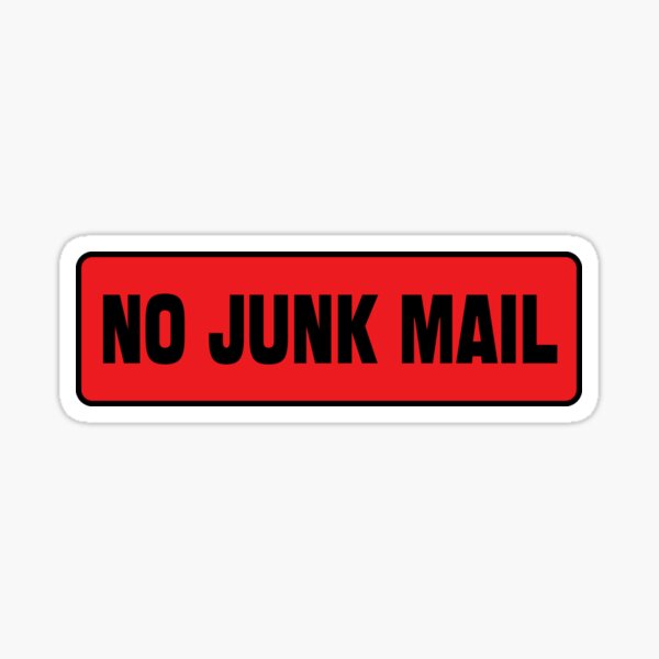 "no junk mail" Sticker for Sale by VBNART Redbubble