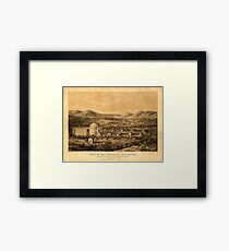 Panoramic Maps View of the University of Virginia Charlottesville Monticello taken from Lewis Mountain Framed Print