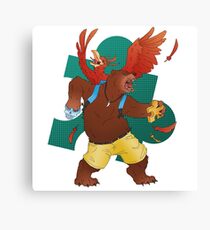 A Bear and Bird Canvas Print