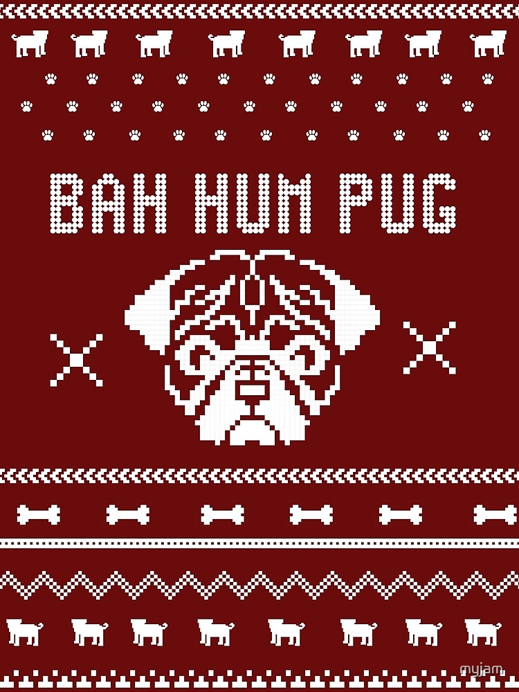 Thumbnail 2 of 2, Greeting Card, Sweater Shirt | Bah Hum Pug designed and sold by myjam.