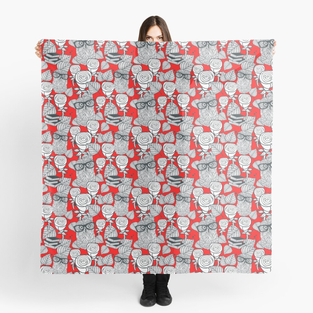 White roses and owls Scarf