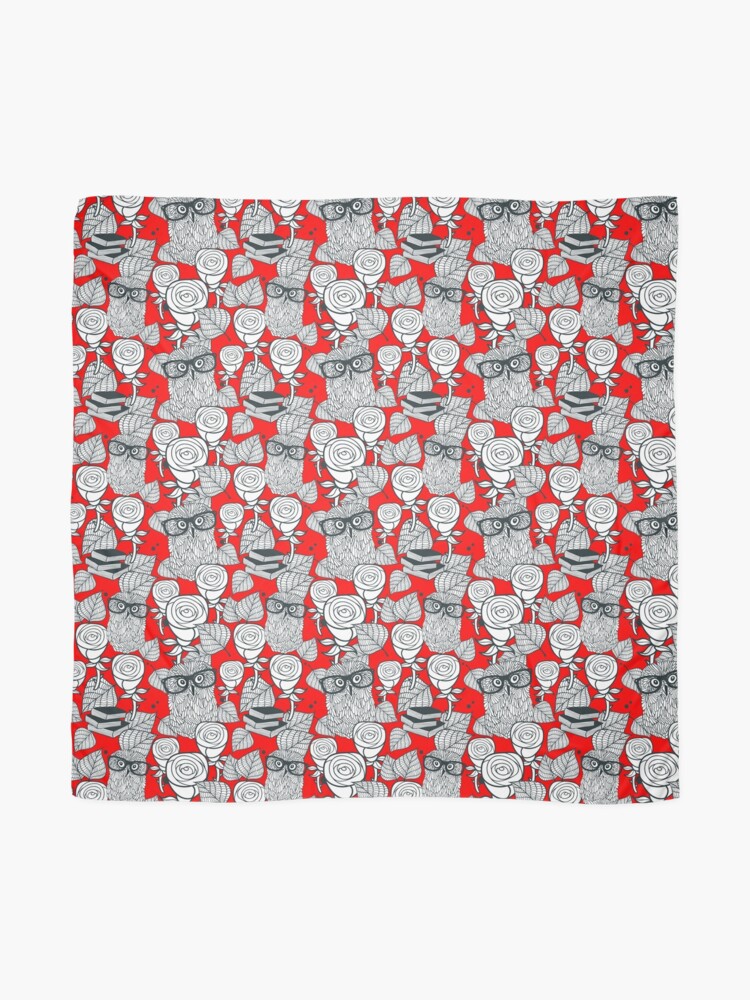 Alternate view of White roses and owls Scarf