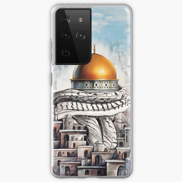 Item preview, Jerusalem Capital of Palestine Dome of the Rock Old City Al Quds Al aqsa Drawing Palestinian Resistance Kufiya designed and sold by Hurriyyatee.