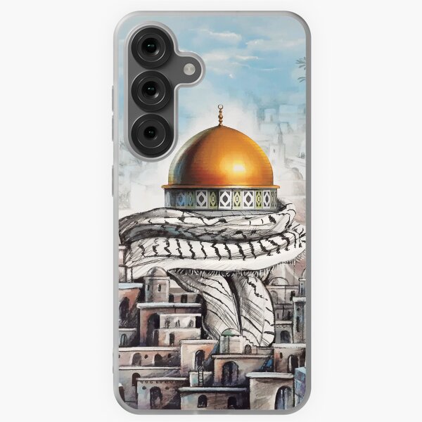 Item preview, Jerusalem Capital of Palestine Dome of the Rock Old City Al Quds Al aqsa Drawing Palestinian Resistance Kufiya designed and sold by Chadi Bahij.