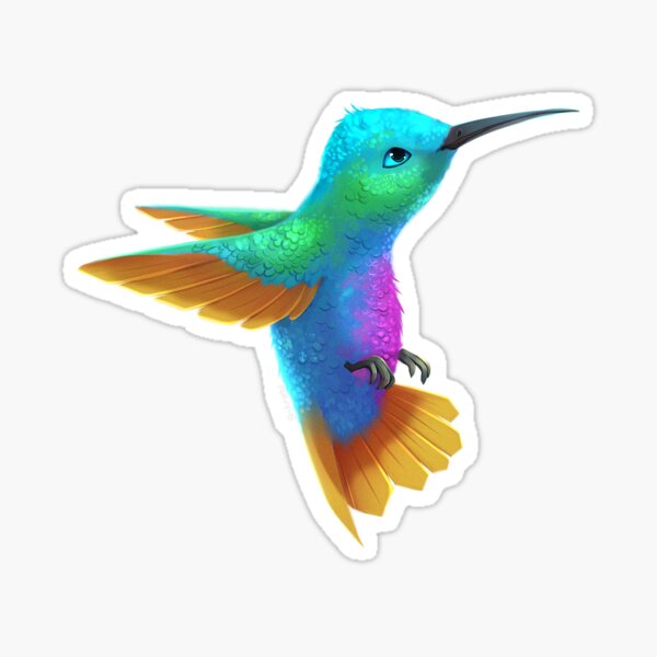 Colorful flying hummingbird painting Sticker