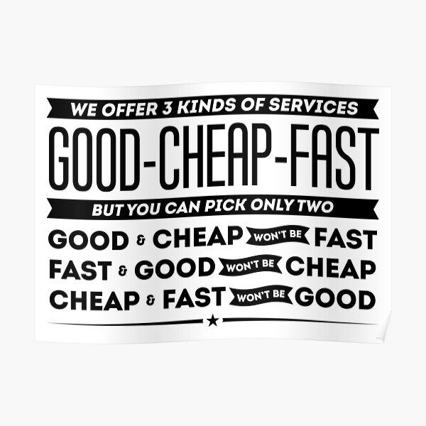 "Good Cheap Fast" Poster for Sale by TwiceinSaigon Redbubble