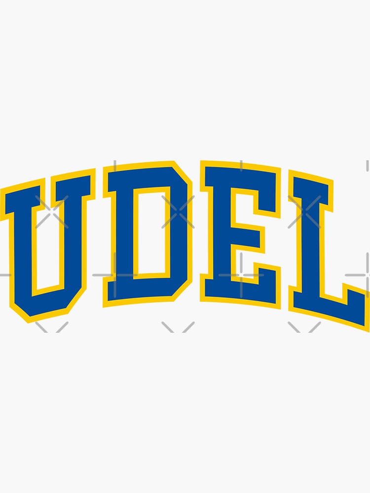 Udel College Font Curved Sticker For Sale By Scollegestuff Redbubble