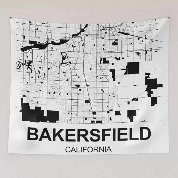 Item preview, Bakersfield Black white Map Art California USA designed and sold by EpicMaps.