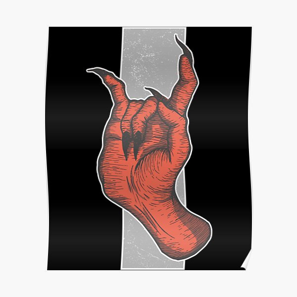 "Horns Up Metal symbol Red " Poster by LatinaLinkK Redbubble