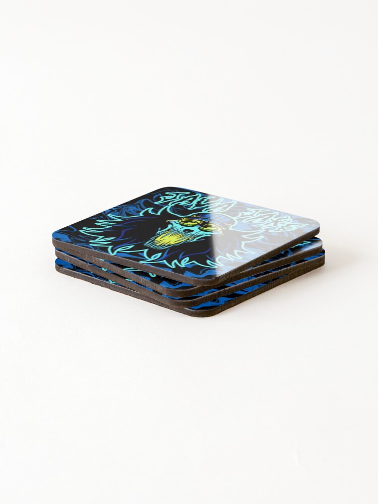 Thumbnail 4 of 5, Coasters (Set of 4), Java Jake Logo (Blue Theme) designed and sold by JavaWolfDesign.