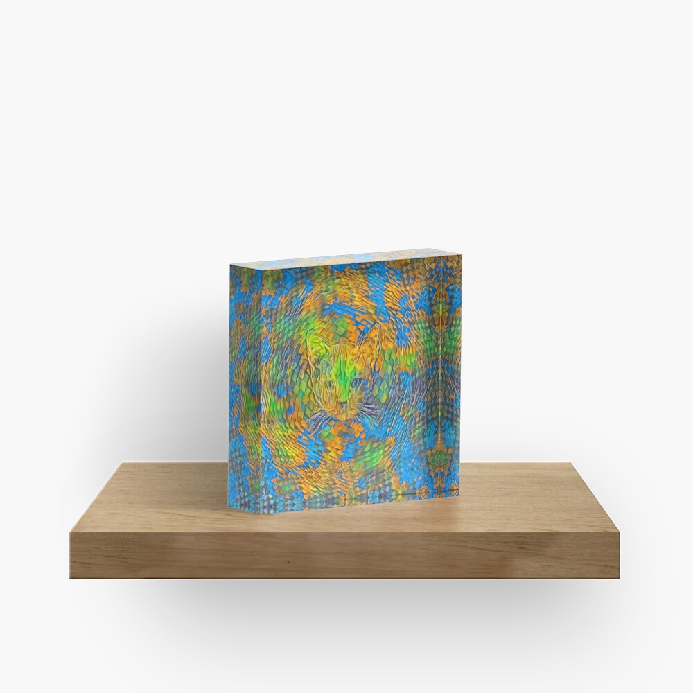 Cat. Every day is Earth Day. Acrylic Block