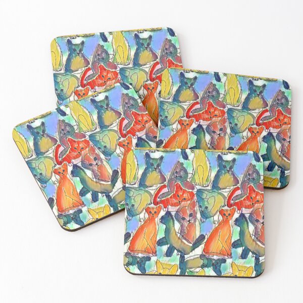 Item preview, cats , linart, color spots, multicolored cats, abyssinian cats, lots of cats, charming, cute designed and sold by Maria Mihailova.