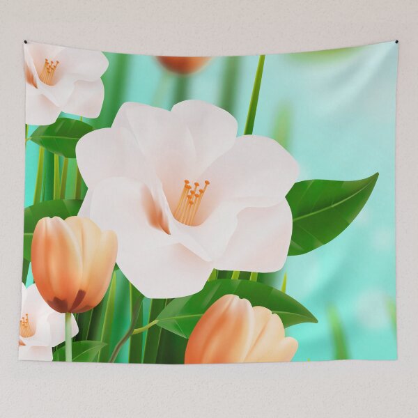 Item preview, White Orange Flowers Art  designed and sold by Tshirtstory.