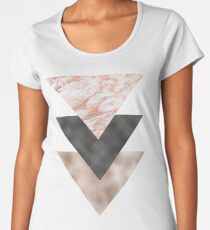 Textured marble and rose gold triangles Women's Premium T-Shirt