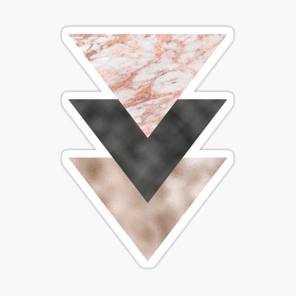 Textured marble and rose gold triangles Sticker