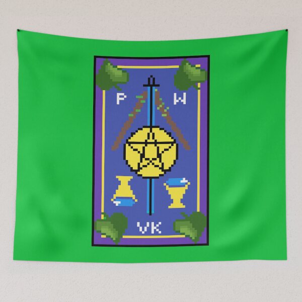 Item preview, Wait, is this pixel art tarot? Green - Back Card (Design for T-shirt, stickers and other accessories) designed and sold by Pixel Waite.