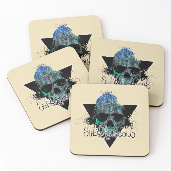 Item preview, Skull and Ink - Blue - SubQtaneous - Grunge/Metal/Goth/Alternative T-shirt/Print designed and sold by SubQtaneousArt.