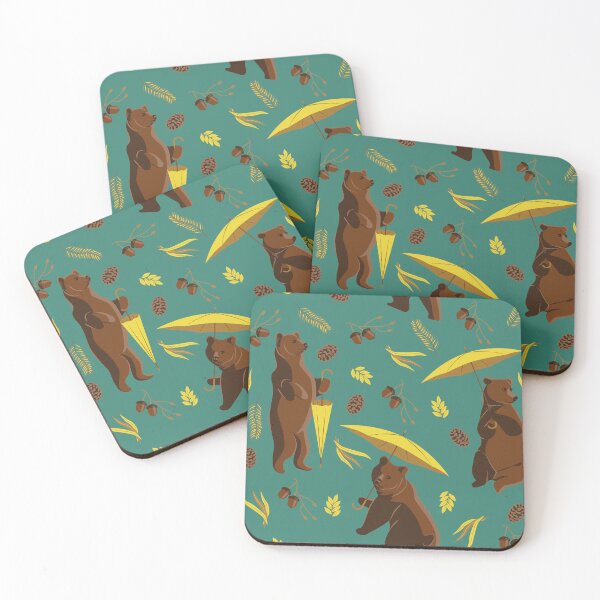 Item preview, Brown bears with Yellow Umbrellas  designed and sold by Megan Wolthers.