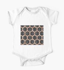 Schwarzer Campari-Marmor & Kupferwabe Baby Body Kurzarm