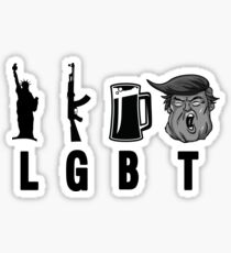 LIBERTY, GUNS, BEER, TRUMP FUN TSHIRT Sticker