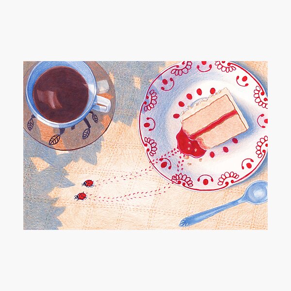 picnic with coffee and cake Photographic Print