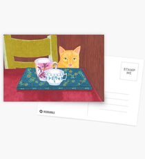 still life with cat and coffeecups Postcards