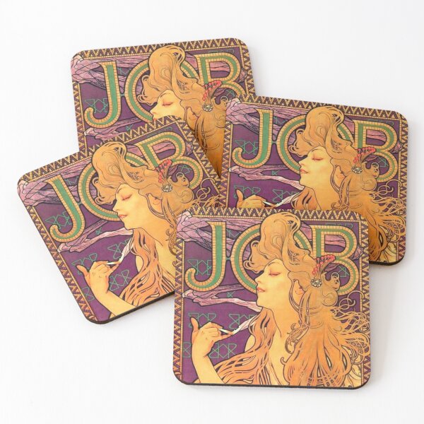 Aperçu de l'œuvre Alphonse Mucha Job 1898 - Reproduction d'affiche vintage de papiers à cigarettes Job créée et vendue par Olivia-One.
