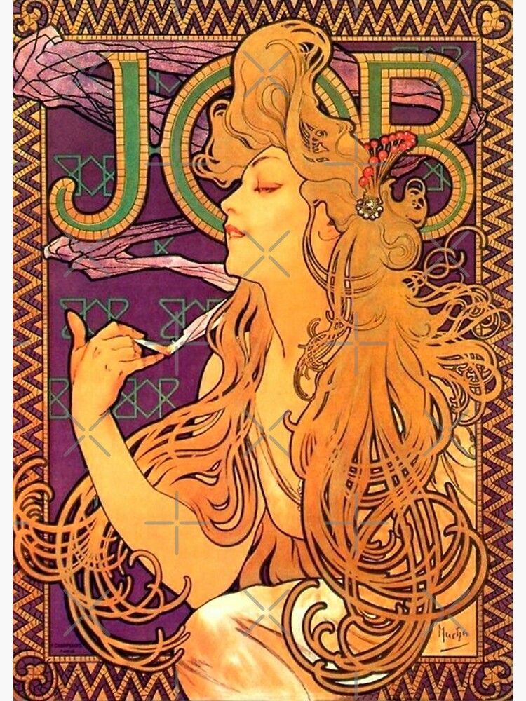Carte postale Art Nouveau avec image affiche 'JOB’ de Mucha 1898