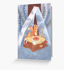 woodland animal round the picnic table Greeting Card