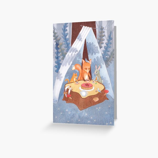woodland animal round the picnic table Greeting Card