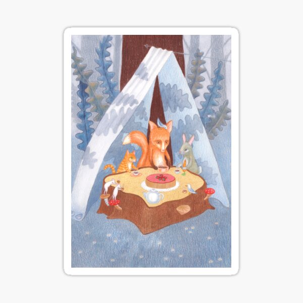woodland animal round the picnic table Sticker