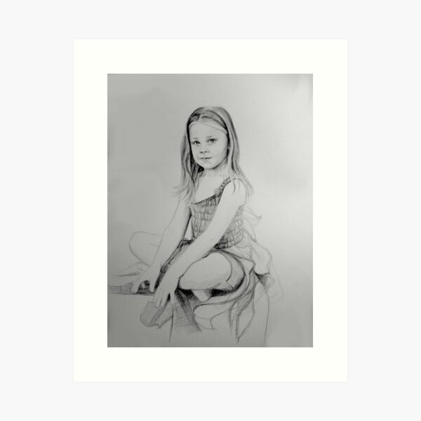 Drawing of a girl in Charcoal  by Adelaide Artist Avril Thomas Art Print