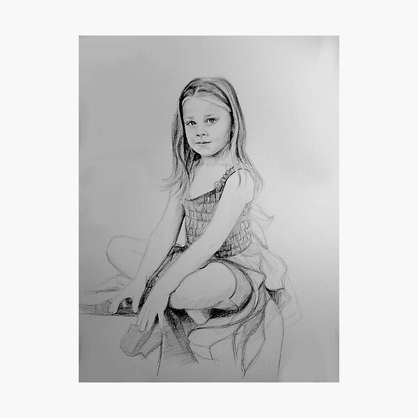 Drawing of a girl in Charcoal  by Adelaide Artist Avril Thomas Photographic Print