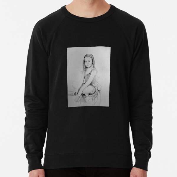Drawing of a girl in Charcoal by Adelaide Artist Avril Thomas Lightweight Sweatshirt