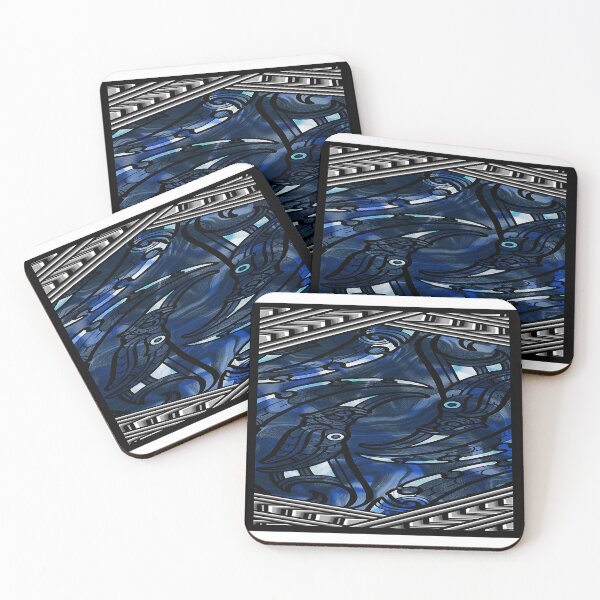 Item preview, TNT - manaia moko with carving pattern border - BLUE designed and sold by TNT-STYLEZ.