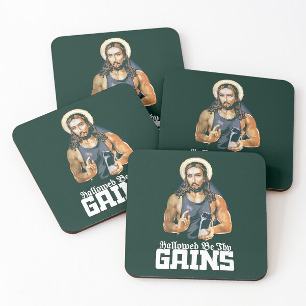 Item preview, Hallowed Be Thy Gains Funny Muscle Jesus Weight Lifting Workout Humor  designed and sold by KingRogers.