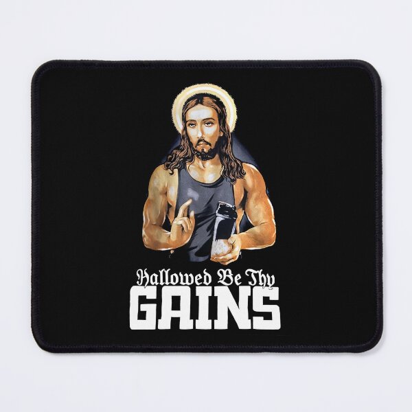 Item preview, Hallowed Be Thy Gains Funny Muscle Jesus Weight Lifting Workout Humor  designed and sold by KingRogers.