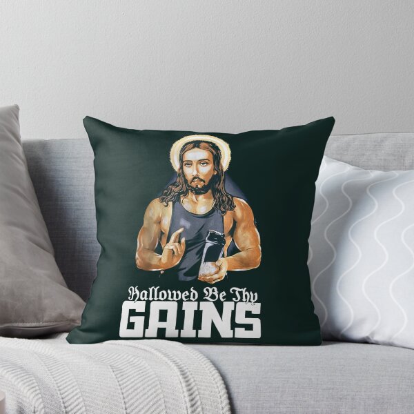 Item preview, Hallowed Be Thy Gains Funny Muscle Jesus Weight Lifting Workout Humor  designed and sold by KingRogers.