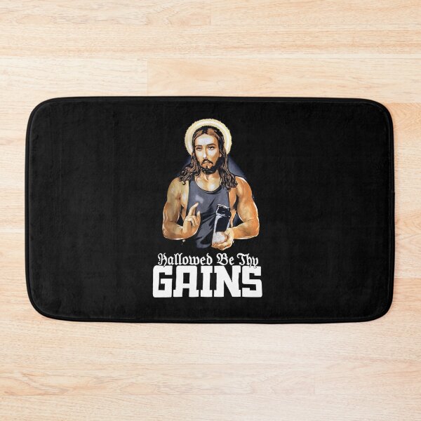 Item preview, Hallowed Be Thy Gains Funny Muscle Jesus Weight Lifting Workout Humor  designed and sold by KingRogers.