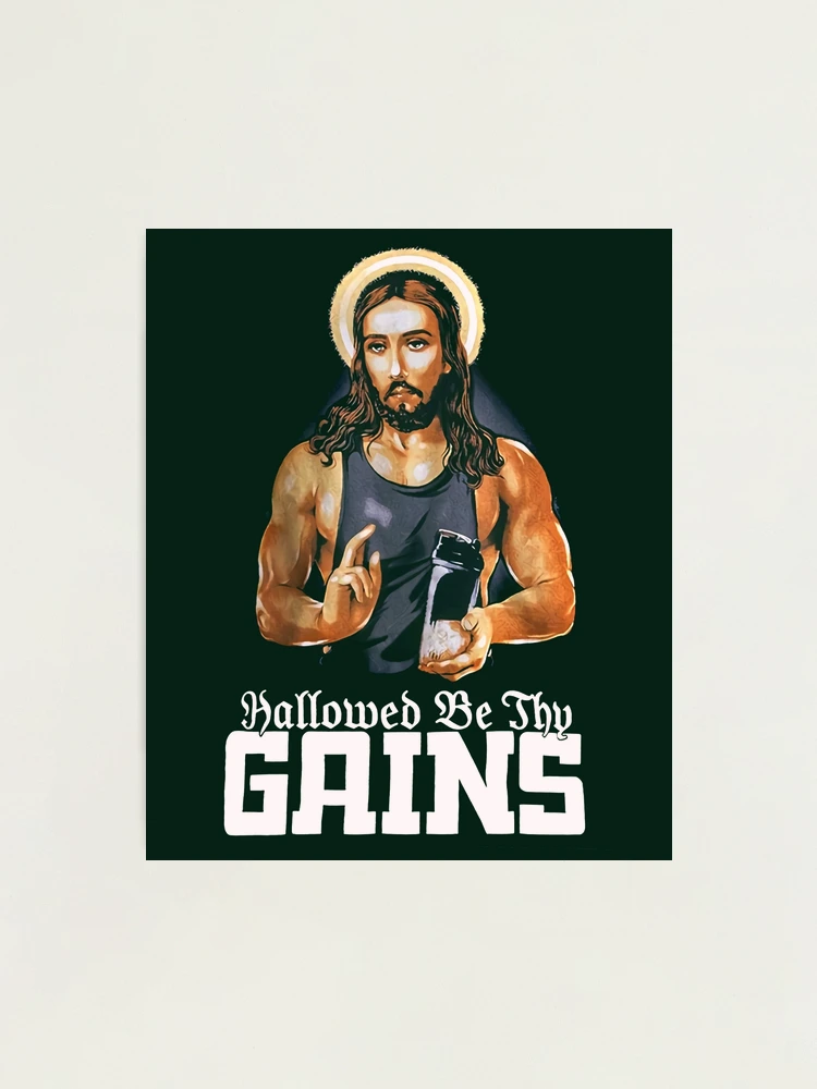 Hallowed Be Thy Gains Jesus Weight Lifting Workout' Water Bottle