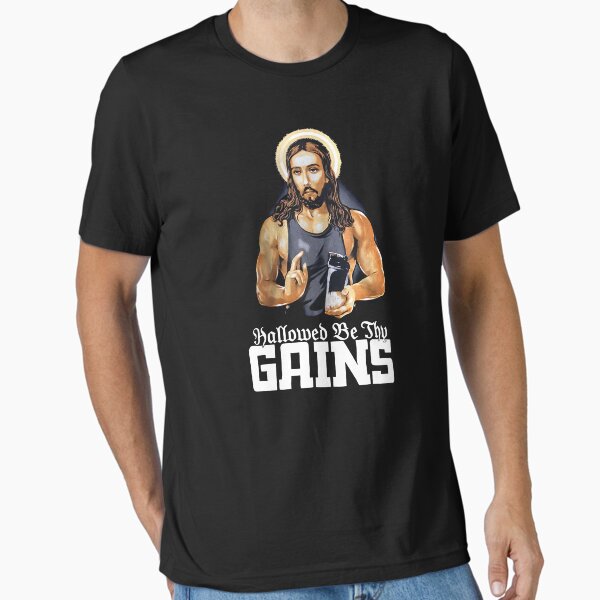 Item preview, Hallowed Be Thy Gains Funny Muscle Jesus Weight Lifting Workout Humor  designed and sold by KingRogers.