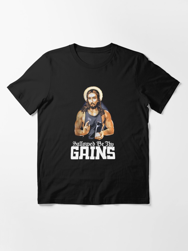 Hallowed Be Thy Gains Jesus Weight Lifting Workout' Water Bottle