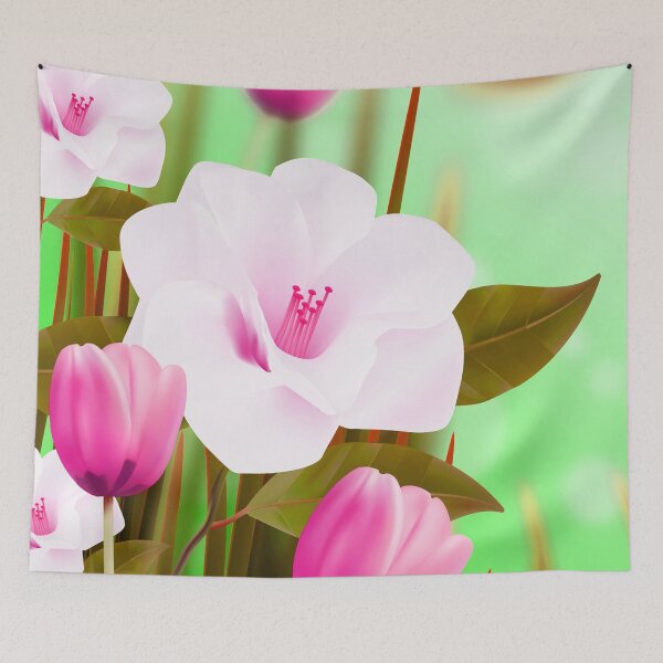 Item preview, White Pink Flowers Art  designed and sold by Tshirtstory.