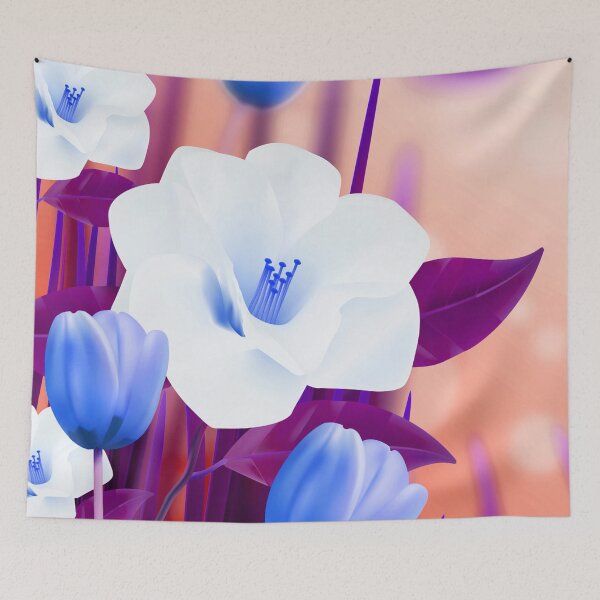 Item preview, White Blue Flowers Art  designed and sold by Tshirtstory.
