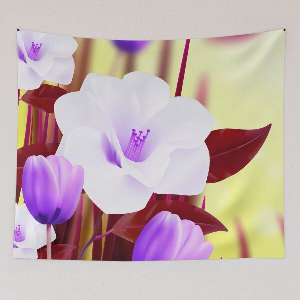Item preview, Purple White Flowers Art  designed and sold by Tshirtstory.